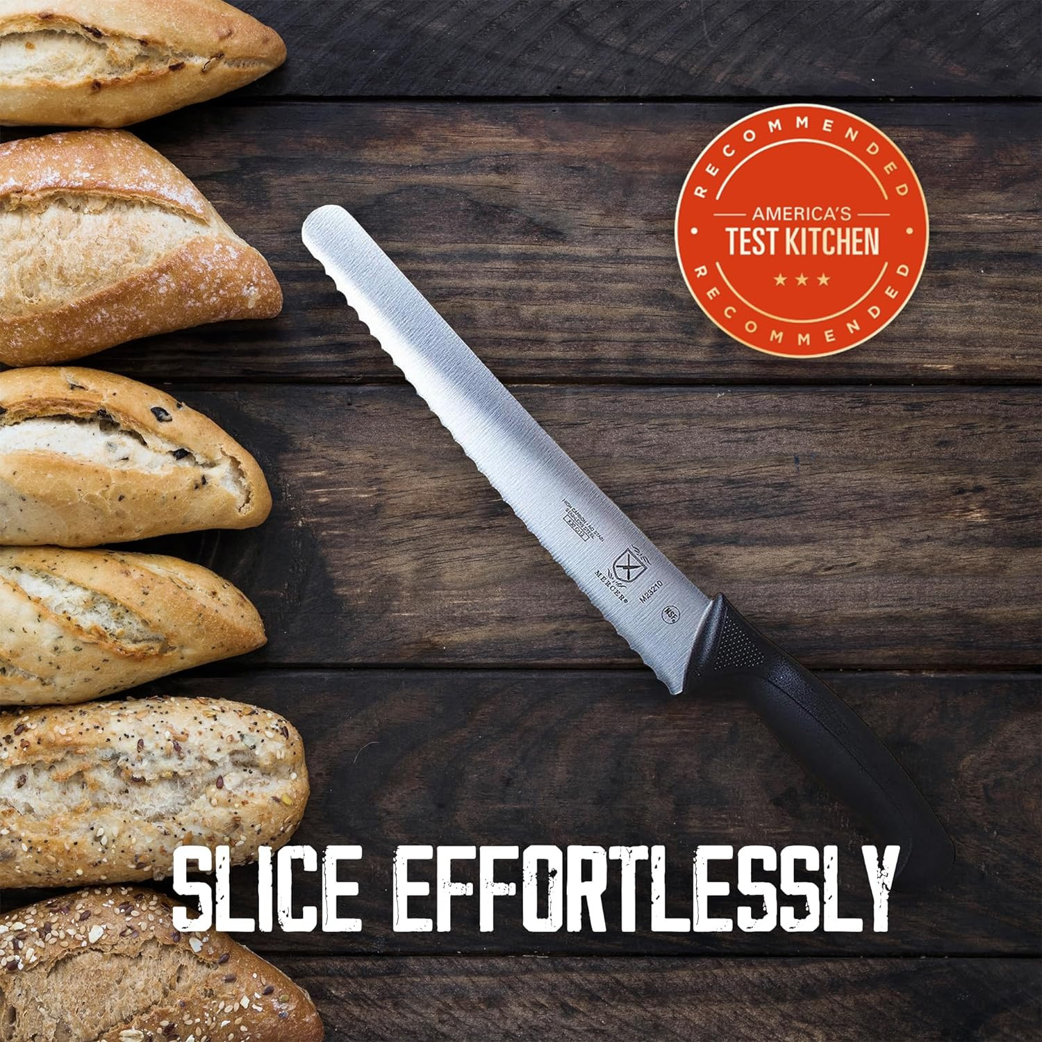 M23210 Millennia 10-Inch Wide Wavy Edge Bread Knife, Black