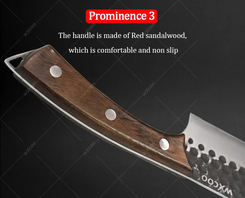 Stainless Steel Meat Cleaver Cooking Fruit Slicing Wooden Handle Butcher Knife