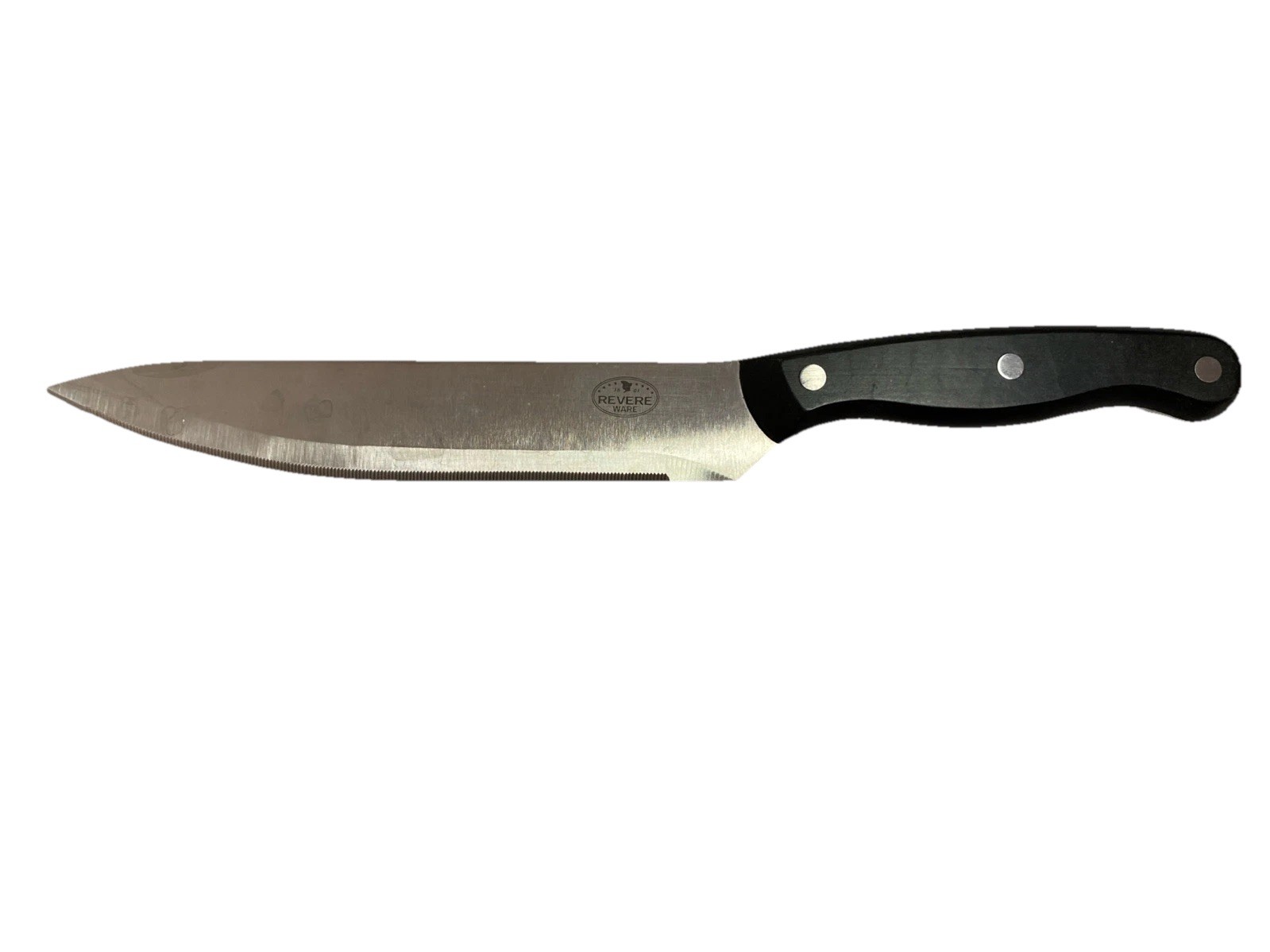 GOOD Revere Ware Serated Large Knife 12” Black Handle