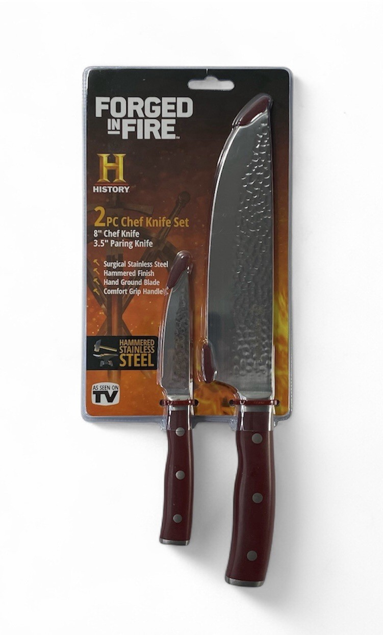 FORGED IN FIRE Stainless Steel 2 Pc Chef Knife Set 8” & 3.5” FREE SHIPPING!!!