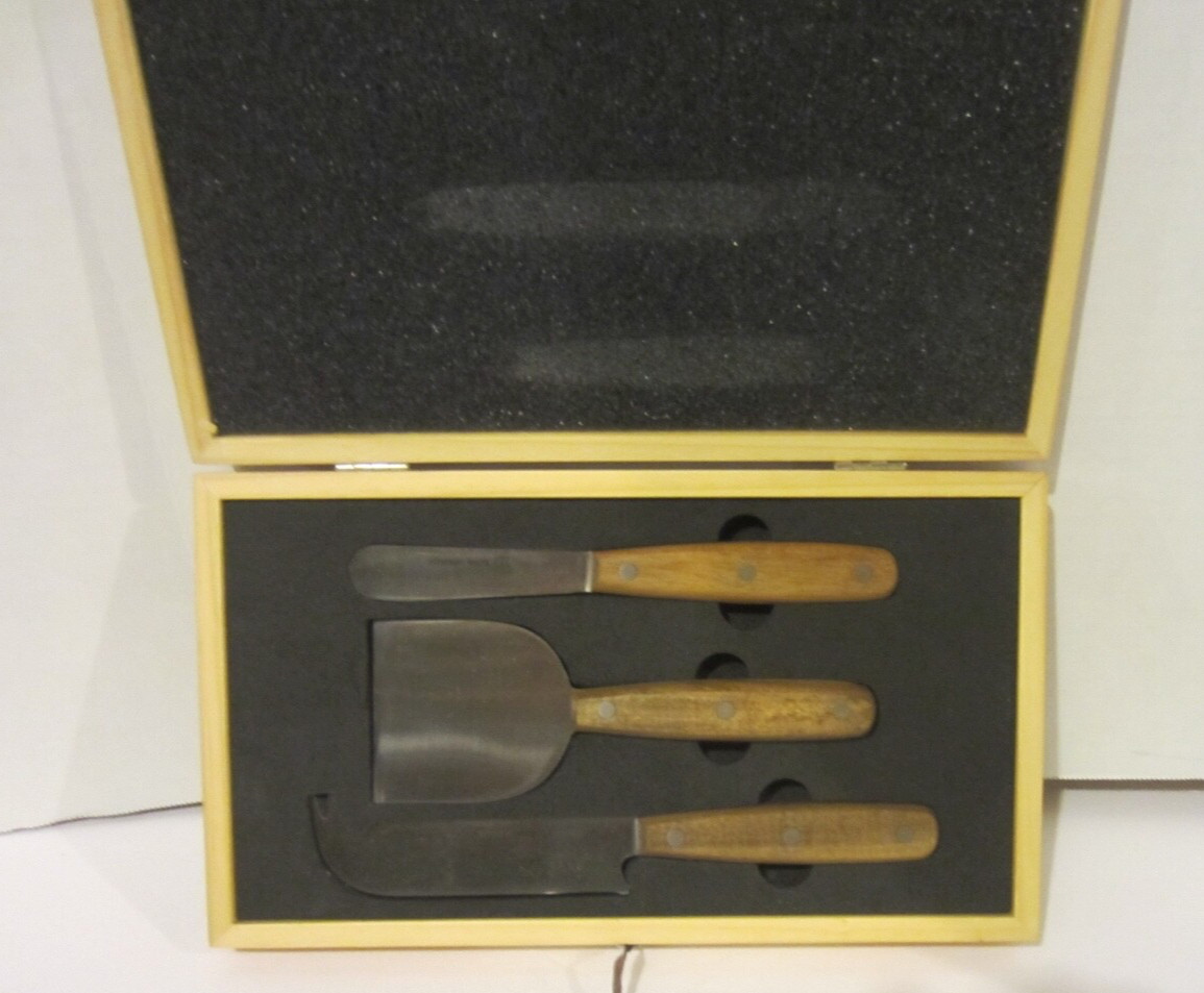 Schmidt Brothers Project X Acacian Cheese Knife Set w/ Wood Handles-NIB-(2063C3)