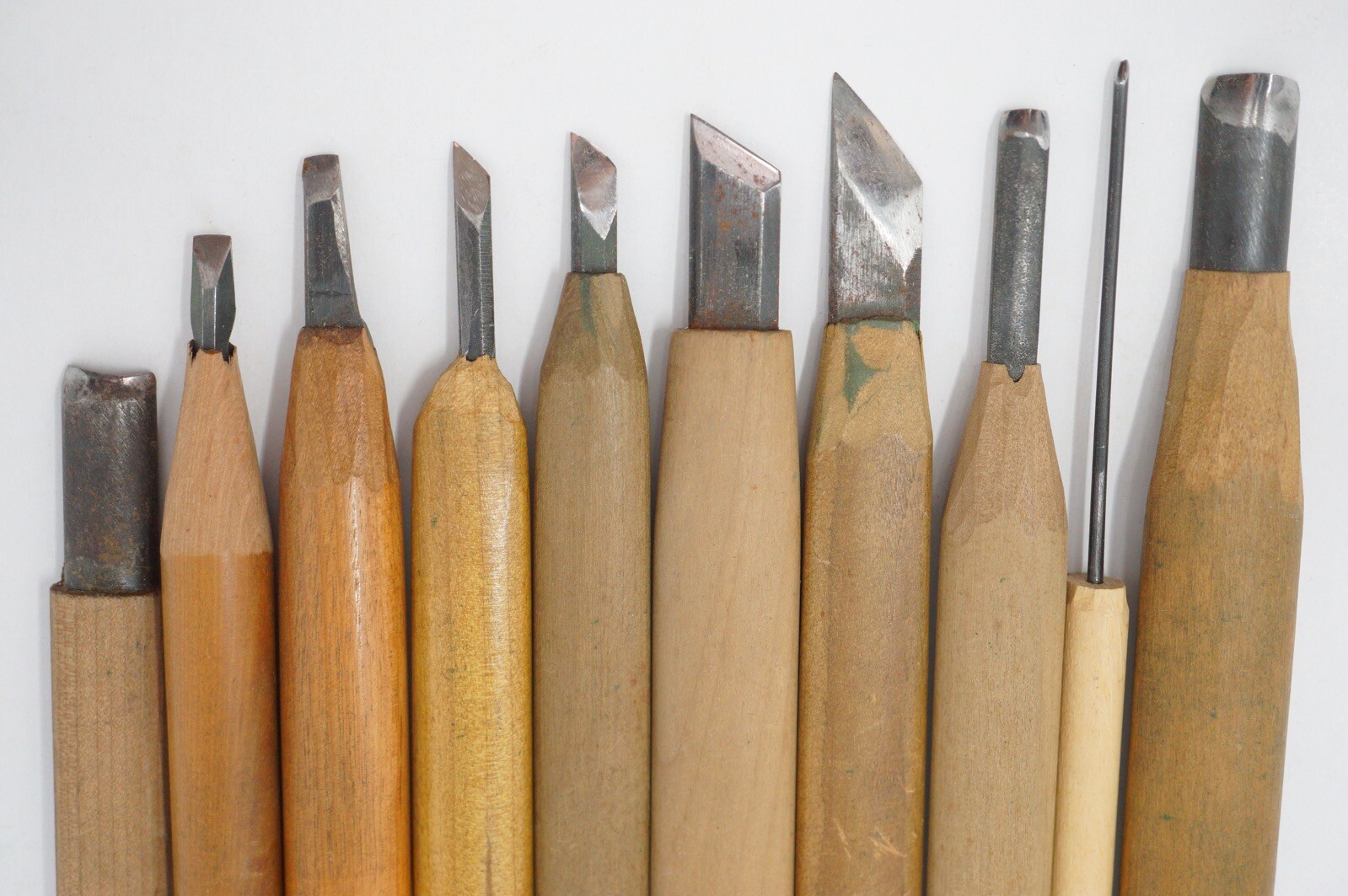 Vintage Wood Carving Knife Set 10 Tools Sharp and Original from Japan 1012D8