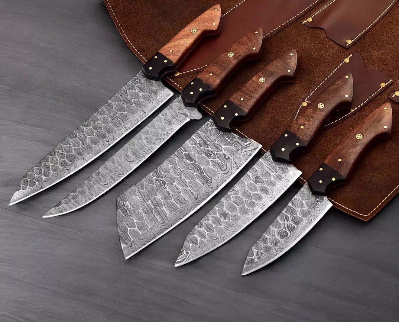 Knife Set Chef Kitchen Damascus steel Blade Knives Pairing cleaver Boning Steak