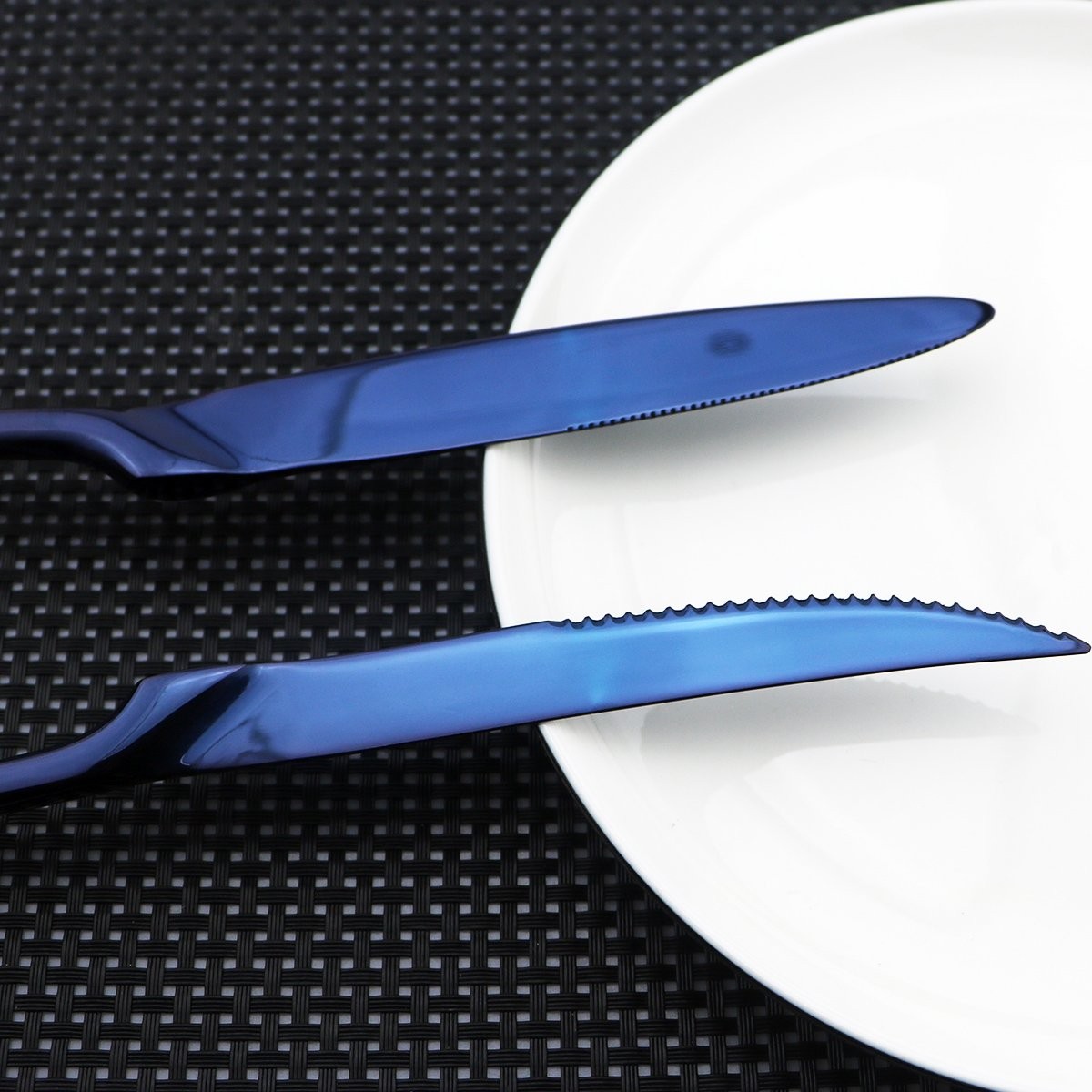 Flatware Set 18/10 Stainless Steel Mirror Polished Blue Cutlery – Silverware …