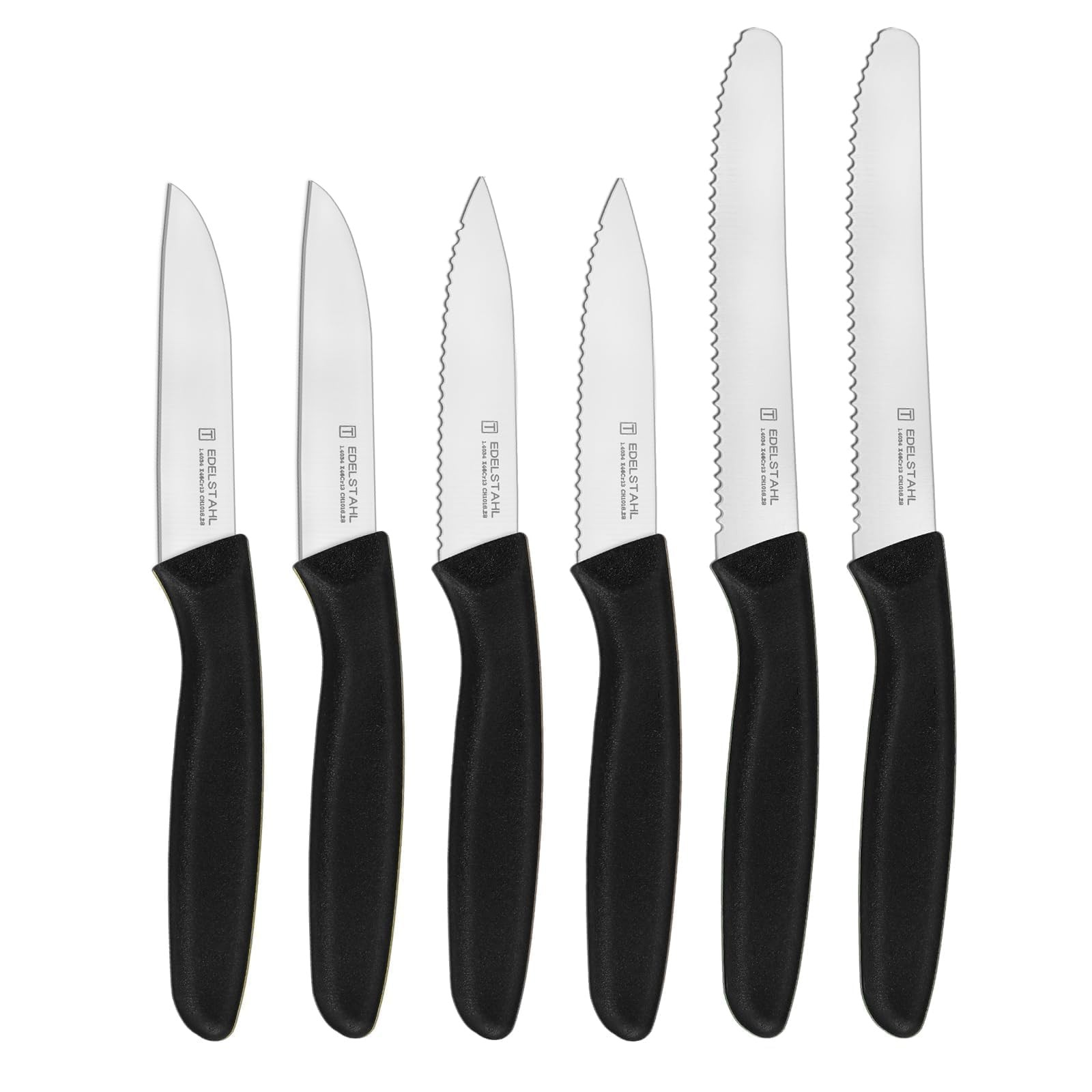 6 PCS Black Paring Knife Set Ultra Sharp Small Stainless Steel PP Plastic Handle
