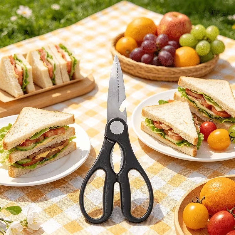 7 Pcs Professional Kitchen Knife Set Stainless Steel Chef Scissors Block