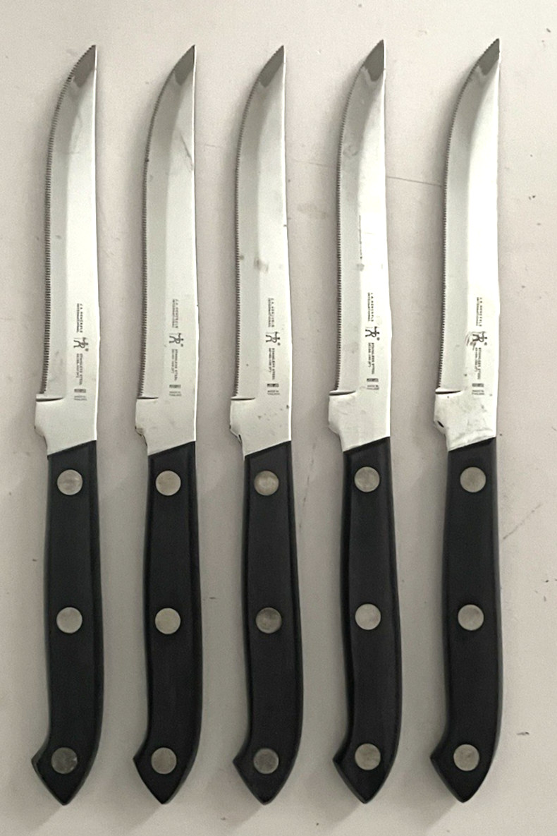 J.A. HENCKELS 35195-100 4″ Serrated Stainless Steak Knives Lot Of 5 COMPOSITE