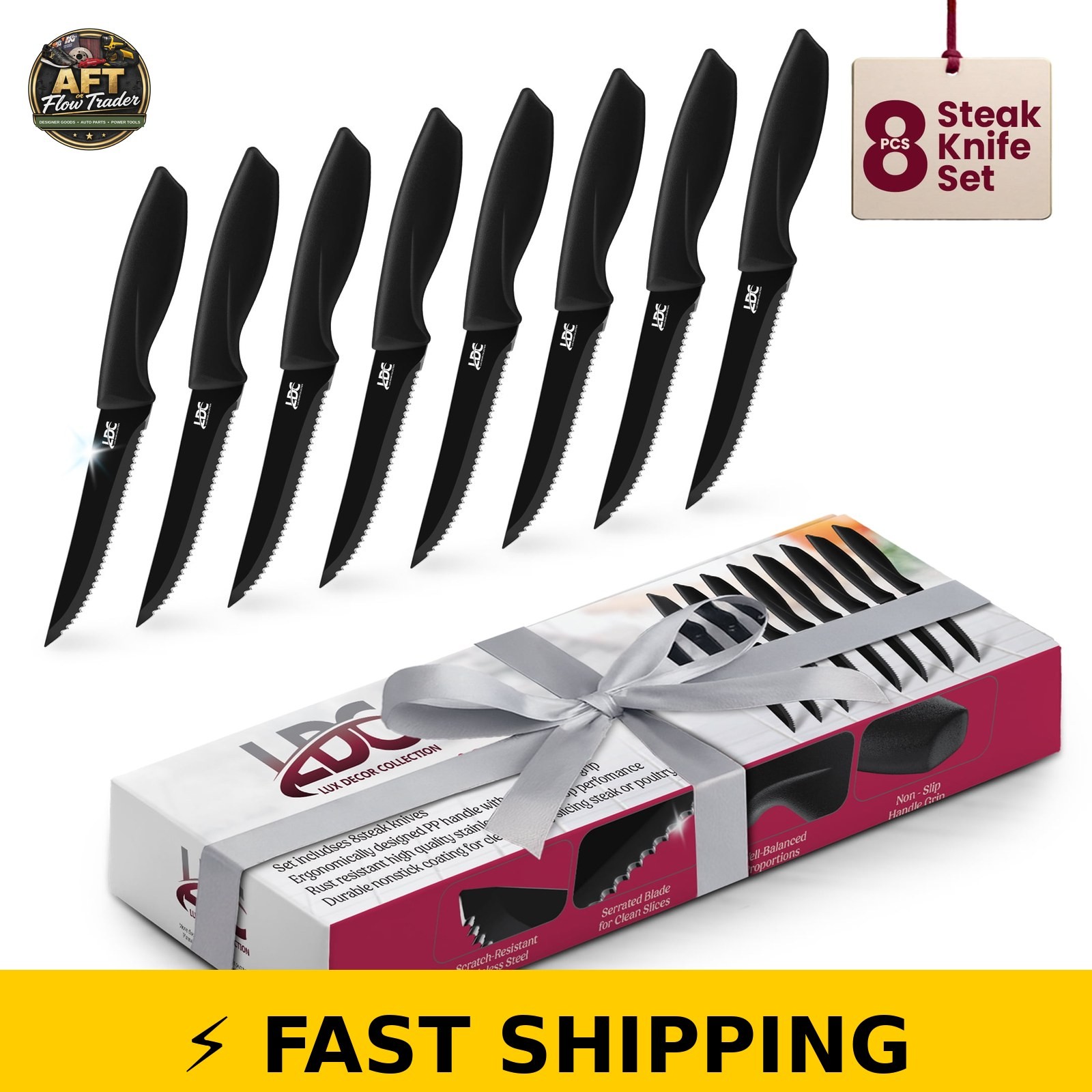 Lux Decor Stainless Steel Steak Knives Set – 8 Pieces