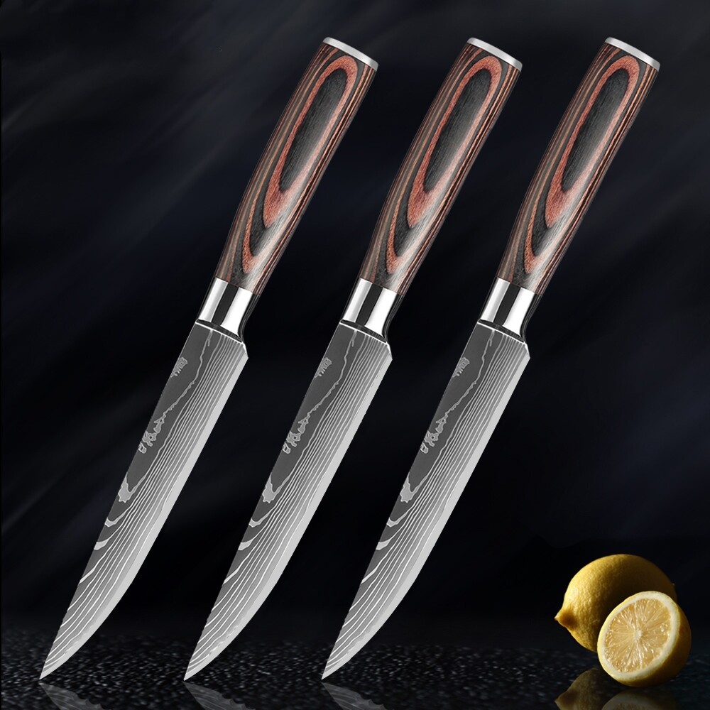 5” Steak Knives Set 1-6pcs Stainless Steel Razor Sharp Blade Utility Meat Knife