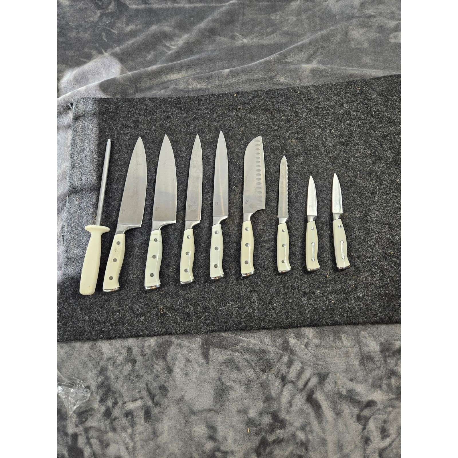 Cuisinart 17550f Series Kitchen Knife Set 9 Cream White Triple Rivet Stainless