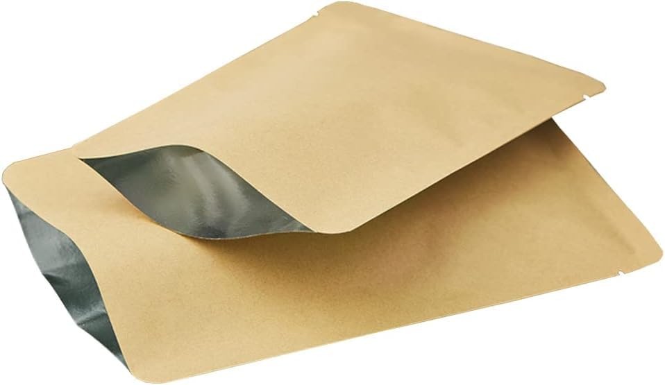 FERENLI 100 Pieces 7.9×11.8 inch Kraft Paper Open Top Vacuum Sealable Bags Mylar