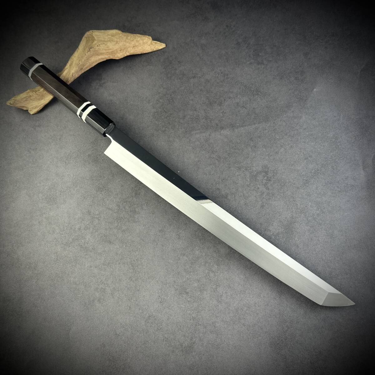 Bonsei Sakimaru Sashimi Knife MKV10 Steel Black Ebony/Water Buffalo Handle Used