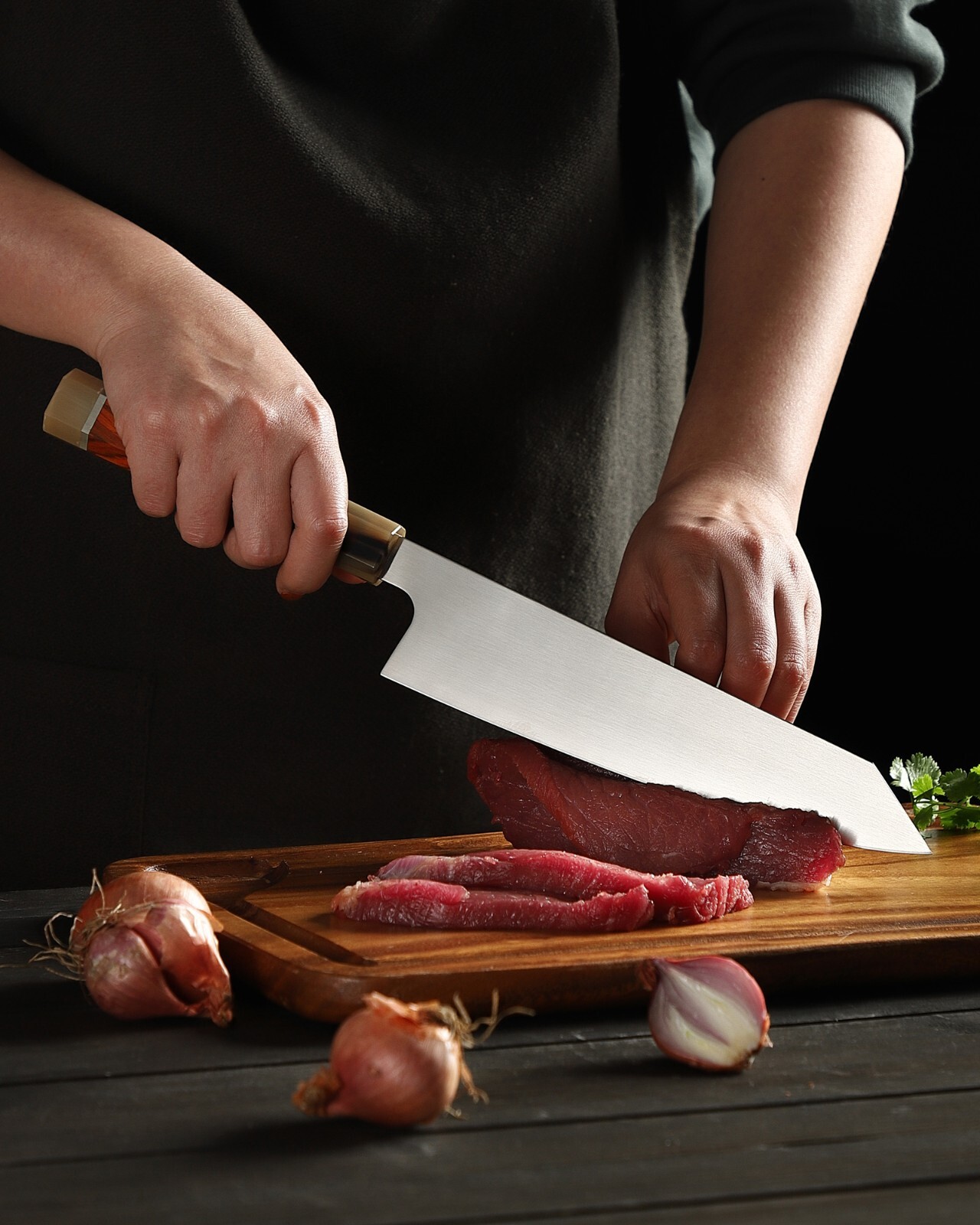 Xin Cutlery Kritsuke Kitchen Knife 8.85 14C28N Steel Blade Buffalo Horn/Rosewood