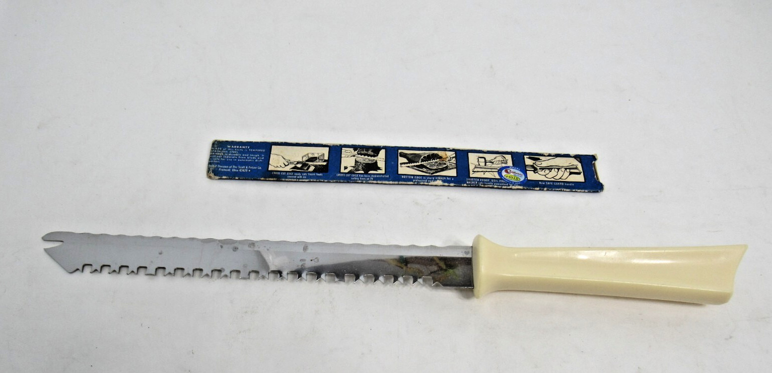 Quikut USA Stainless Double Edge Sided Serrated Carving Knife Vintage 15.5″