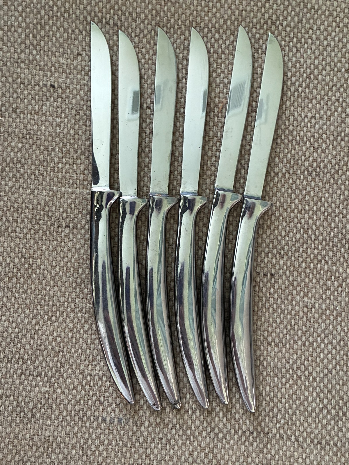 Vintage GRIFFON Italian Polished Stainless Steel Steak Knife Set – 6 Knives