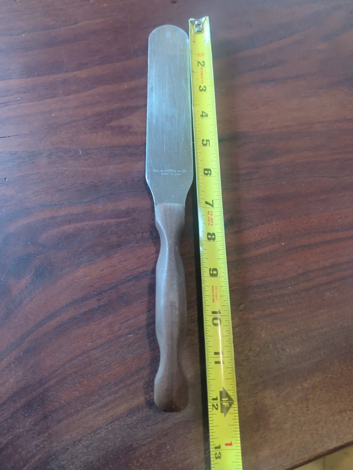 Cutco Vintage No. 28 Large Spreader Spatula Knife Brown Swirl Handle See Picture