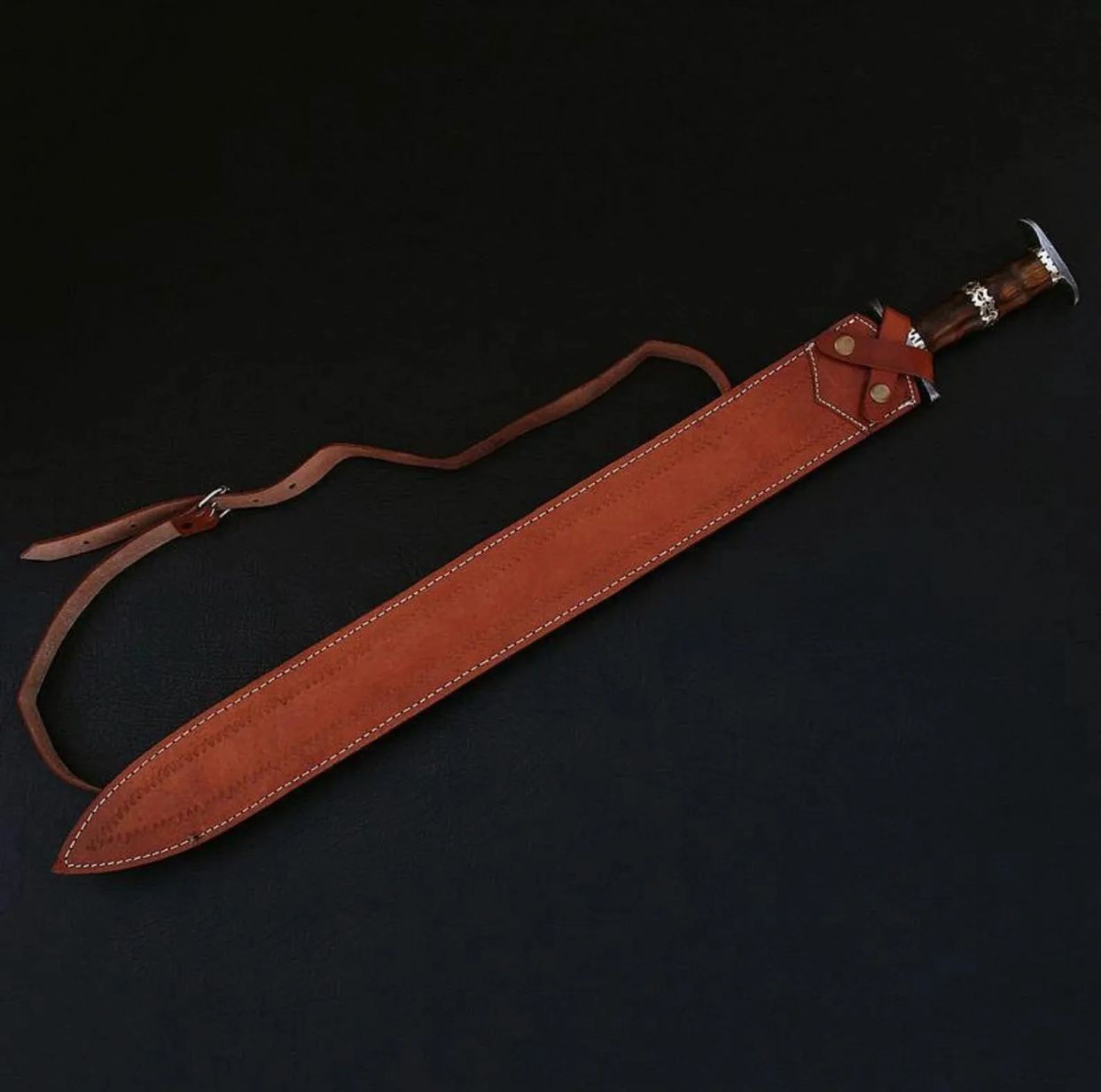 30 inches CUSTOM HANDMADE DAMASCUS STEEL FOR LEATHER SHEATH