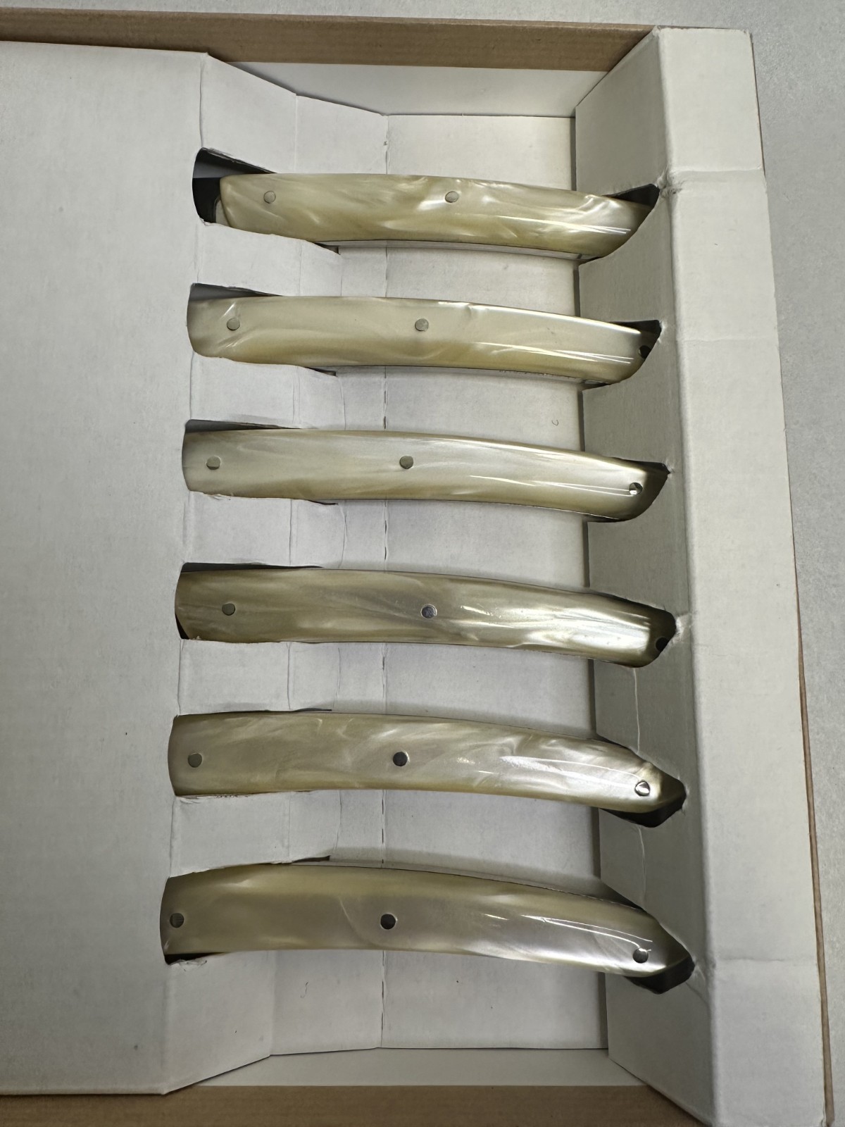 Le Thiers Table Knife Set of 6 Champagne Acrylic Handle Stainless Steel
