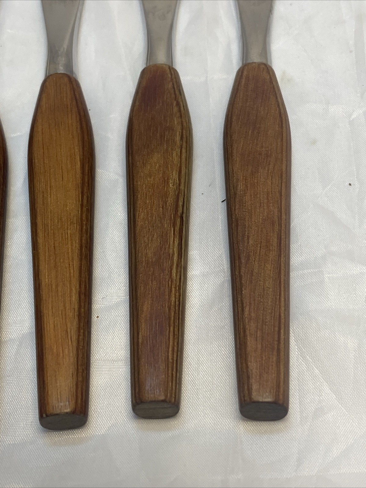 MCM Steak Knives Fleetwood Danish Style Stainless Steel Teak Wood Handle Set 4