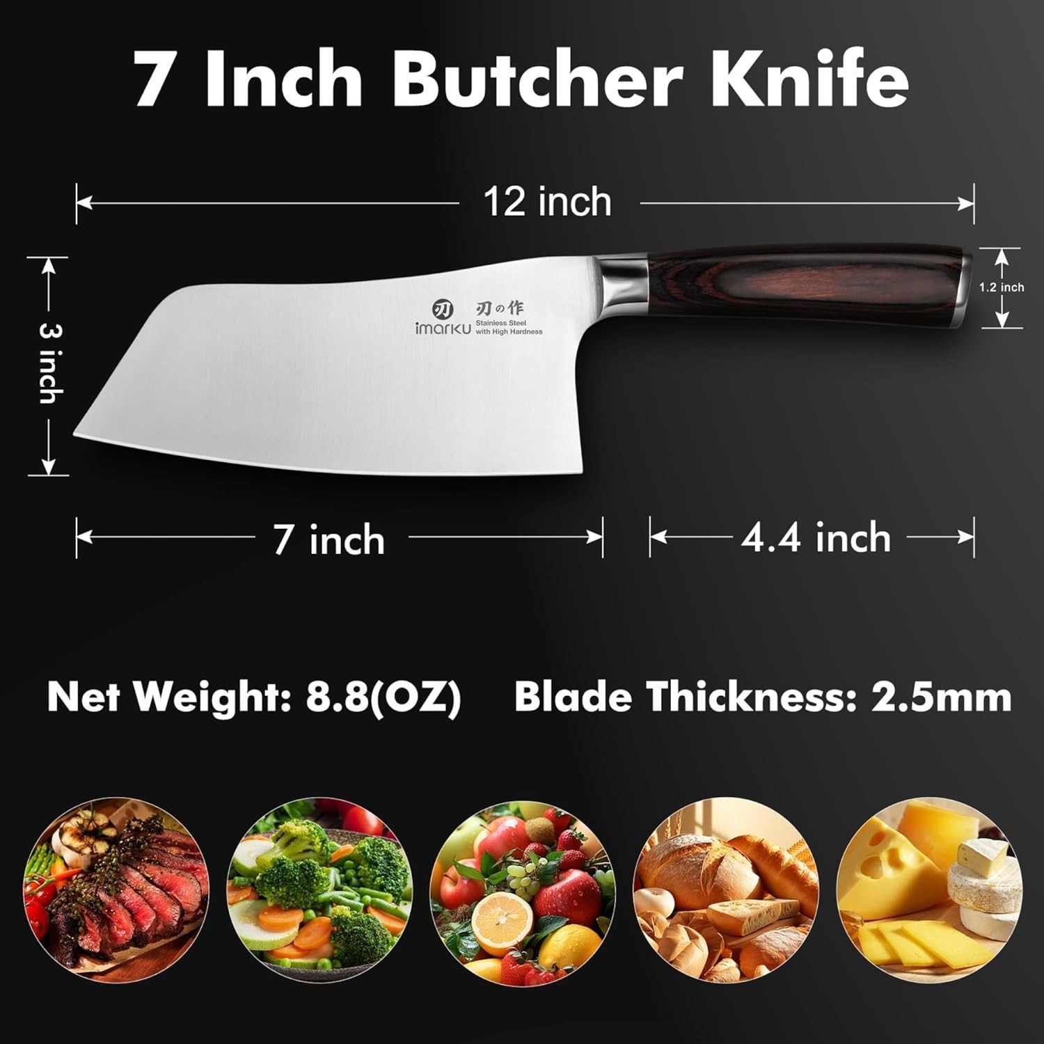 Ultra Sharp 7 Inch Butcher Knife – Japanese Steel & Comfortable Pakkawood Handle