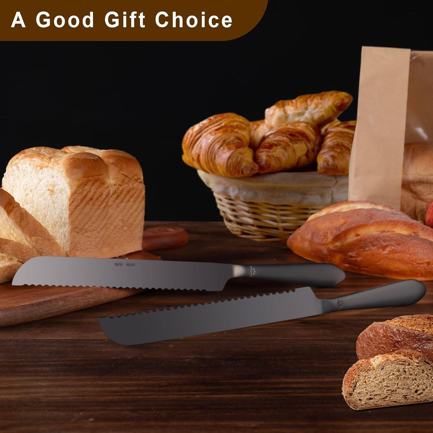 Bread Knife, 2 Piece 13 Inches Serrated Bread Knives, Professional Design NEW