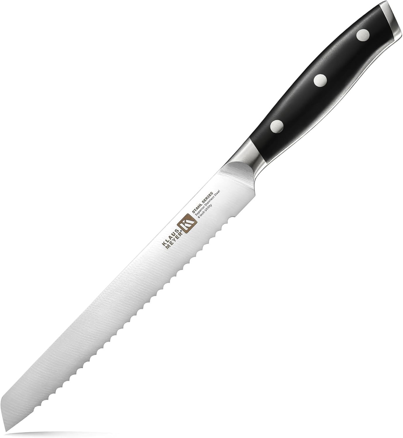 Serrated Utility Knife, Exclusive High Carbon German Steel, Full Tang, Ergonomic