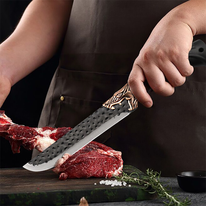 5pcs Professional Kitchen Chef Knife Set Dragon-head Butcher Knives Meat Cleaver