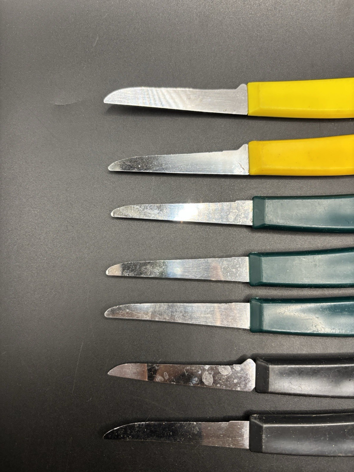 Lot of 8 Vintage Stainless USA Paring Utility Kitchen Knives Mixed Color Handles