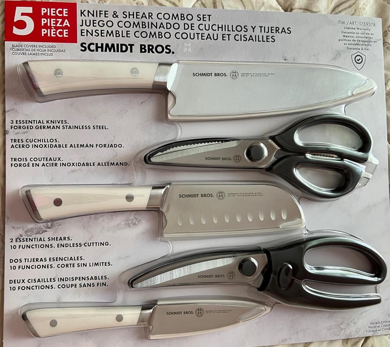 Schmidt Brothers Cutlery 5-Piece Knife and Shear Combo Set – NEW