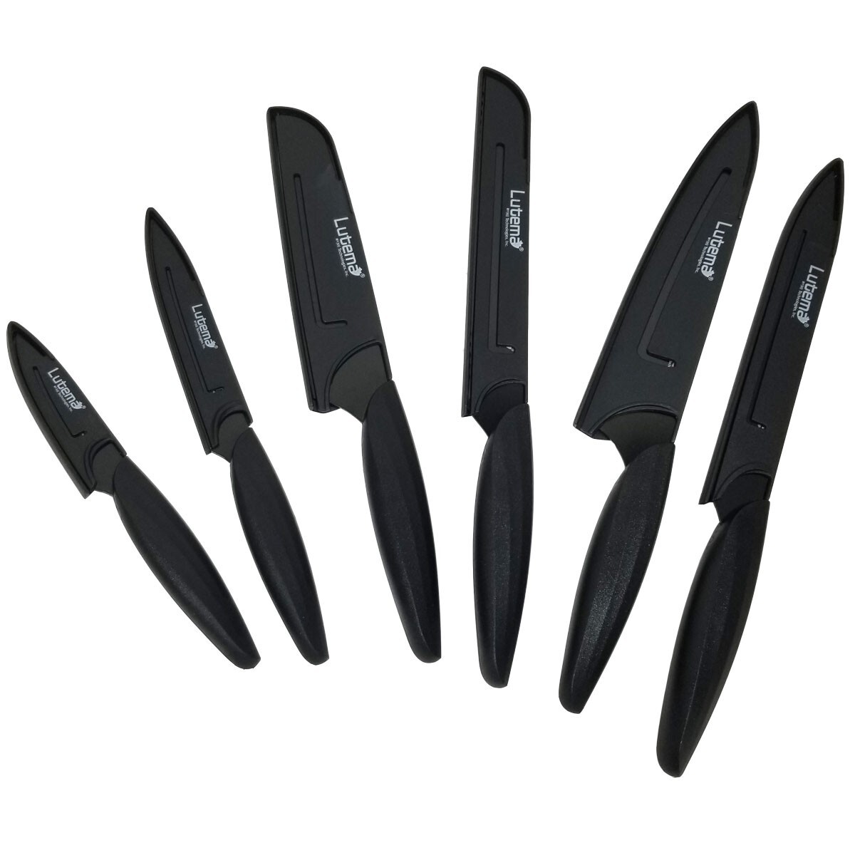 Lutema 12 pcs Knife Set Stainless Steel Blades and Nonstick – Black (KNFBLK12)
