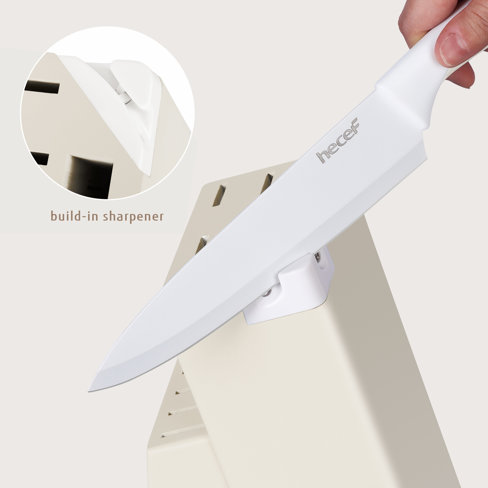 15Pcs kitchen knife block set Multi colored stainless steel nonstick Chef knife