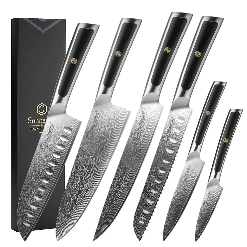 Sunnecko Damascus Steel Chef Knife Set 67-Layer VG10 HRC60+ Kitchen Knives