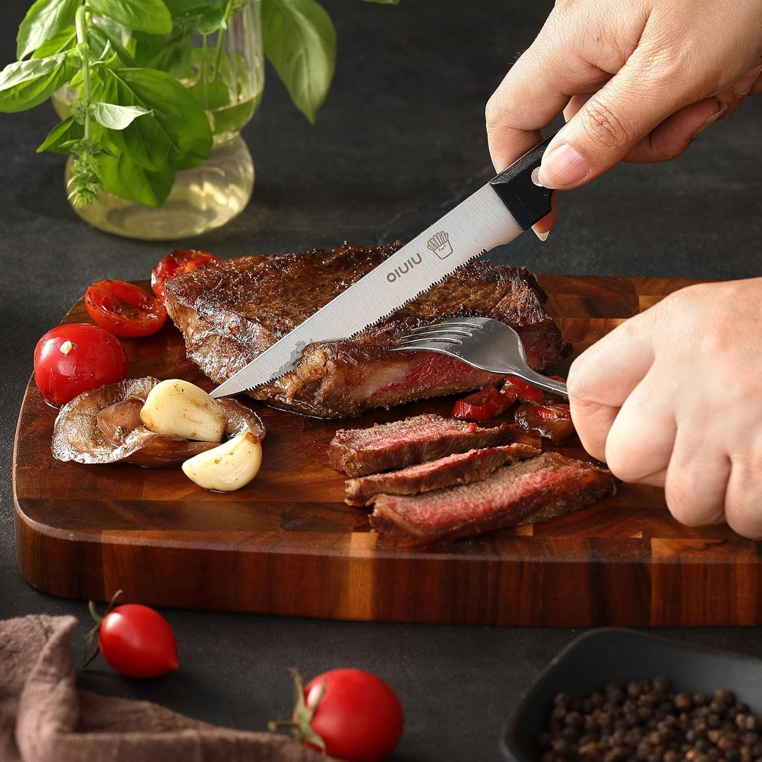 Steak Knives Set of 4, Stainless Steel Serrated Steak Knife Set, Dishwasher Safe