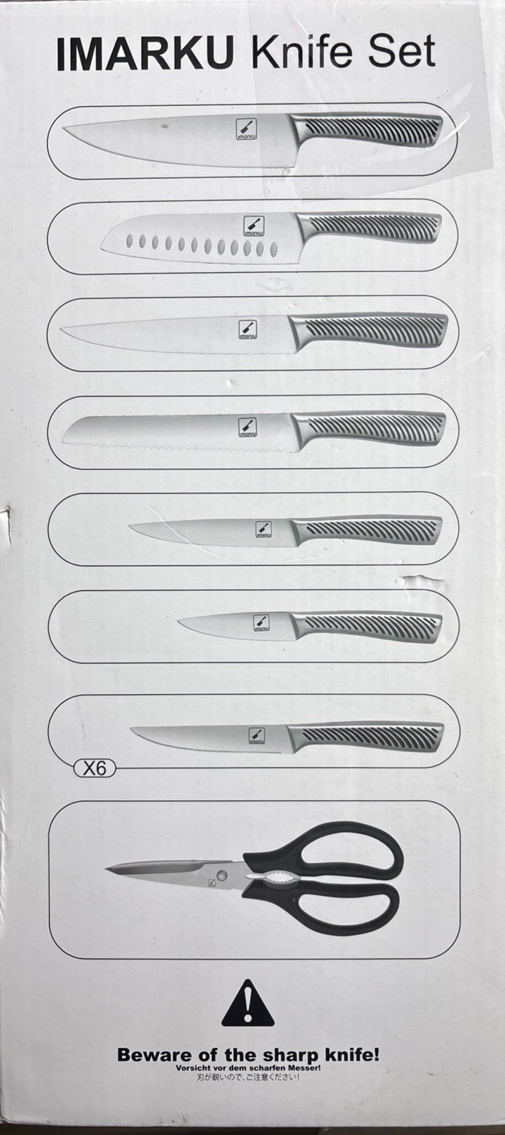 Imarku 15-Pc Stainless Steel Kitchen Knife Block Set