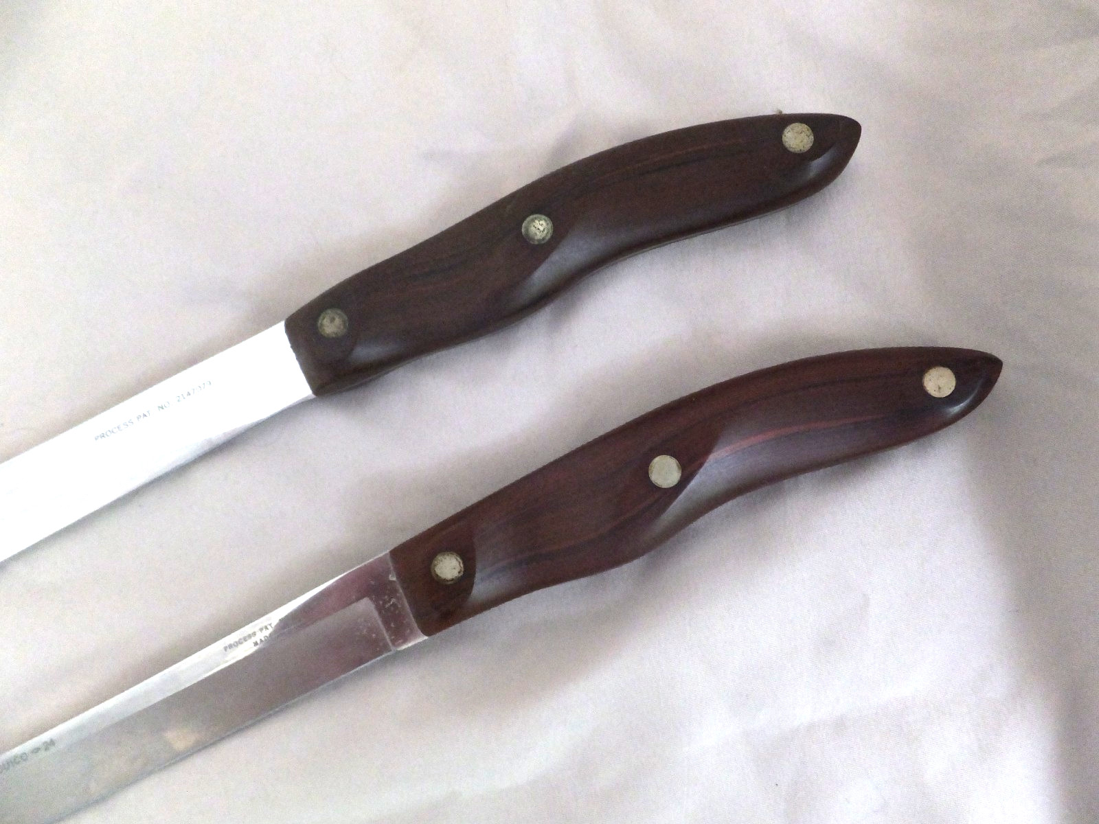 Vintage Cutco No. 23 & 24 Bread Knife & Carving Blade Classic Brown Handle USA
