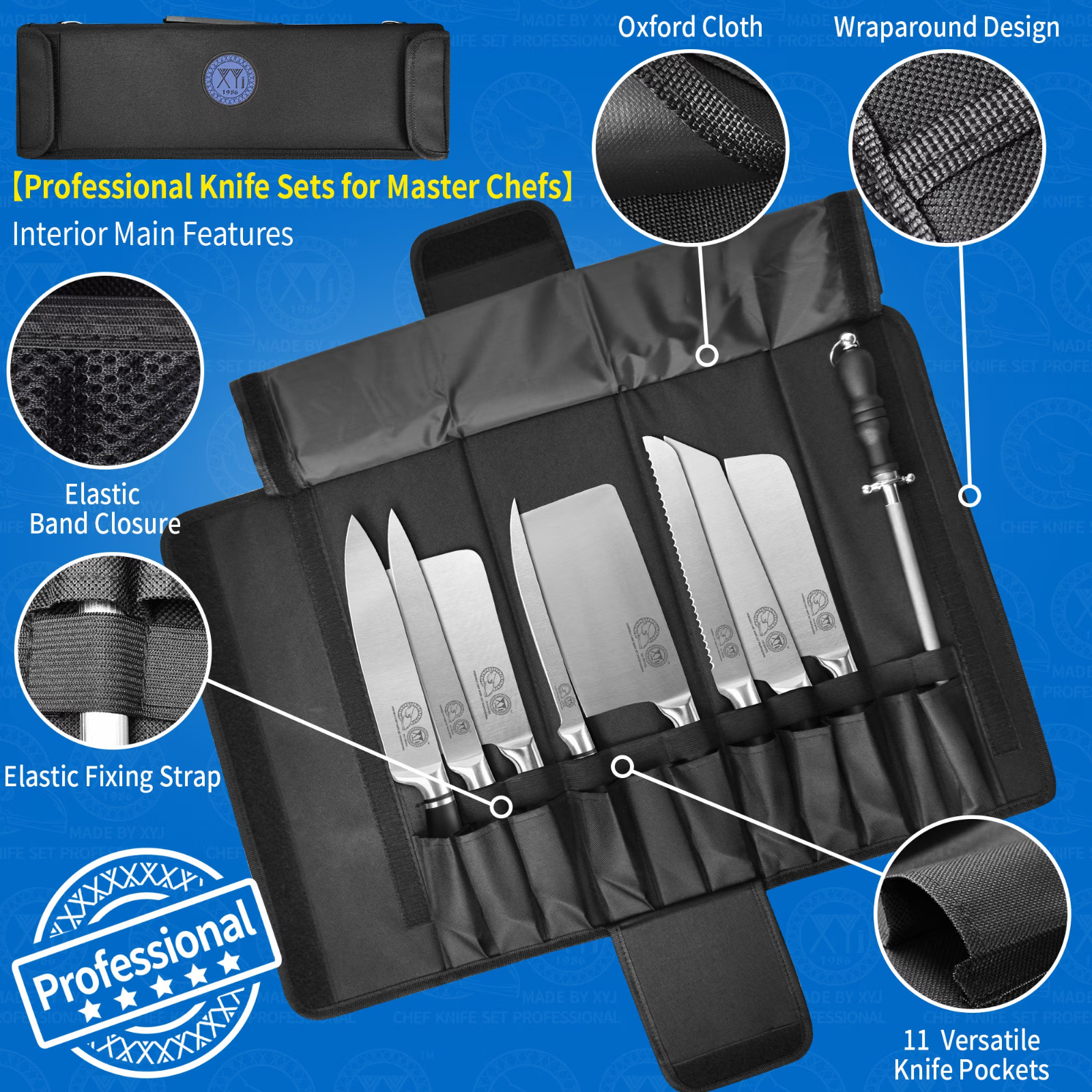XYJ Authentic Since 1986,Professional Knife Sets for Master Chefs,8-pcs Chef