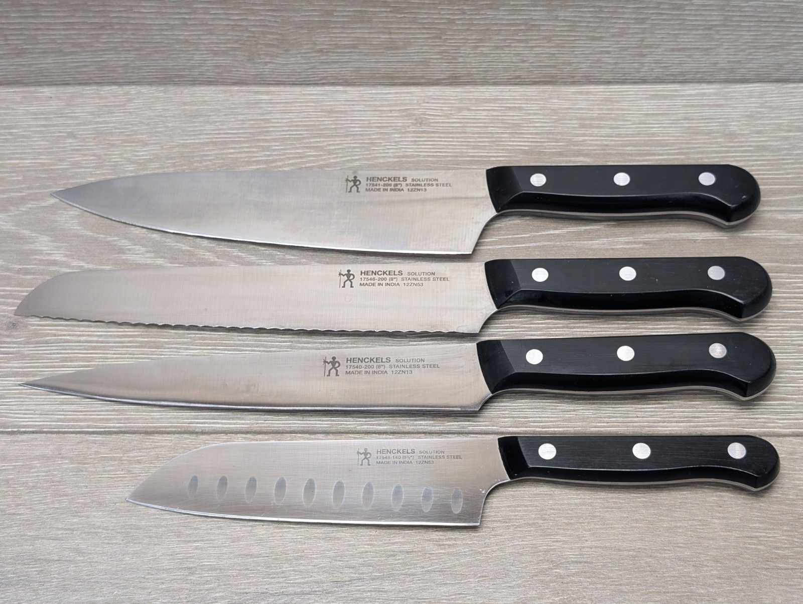 Henckels Solution Knife Set Chef Bread Santoku Slicer Stainless 4 Pc