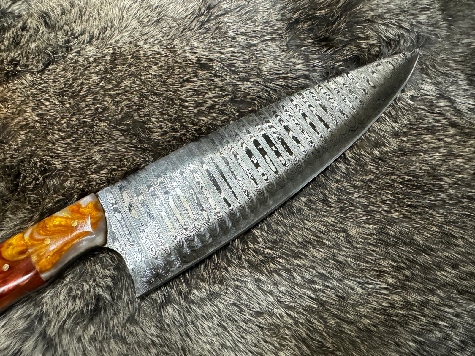 Hand-Forged Damascus Steel Chef Chef’s Knife Resin Handle Outdoor