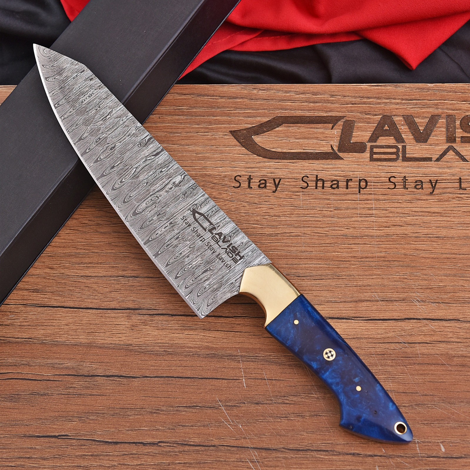 CUSTOM HANDMADE FORGED DAMASCUS STEEL CHEFS KNIFE KITCHEN KNIFE WITH GIFT BOX