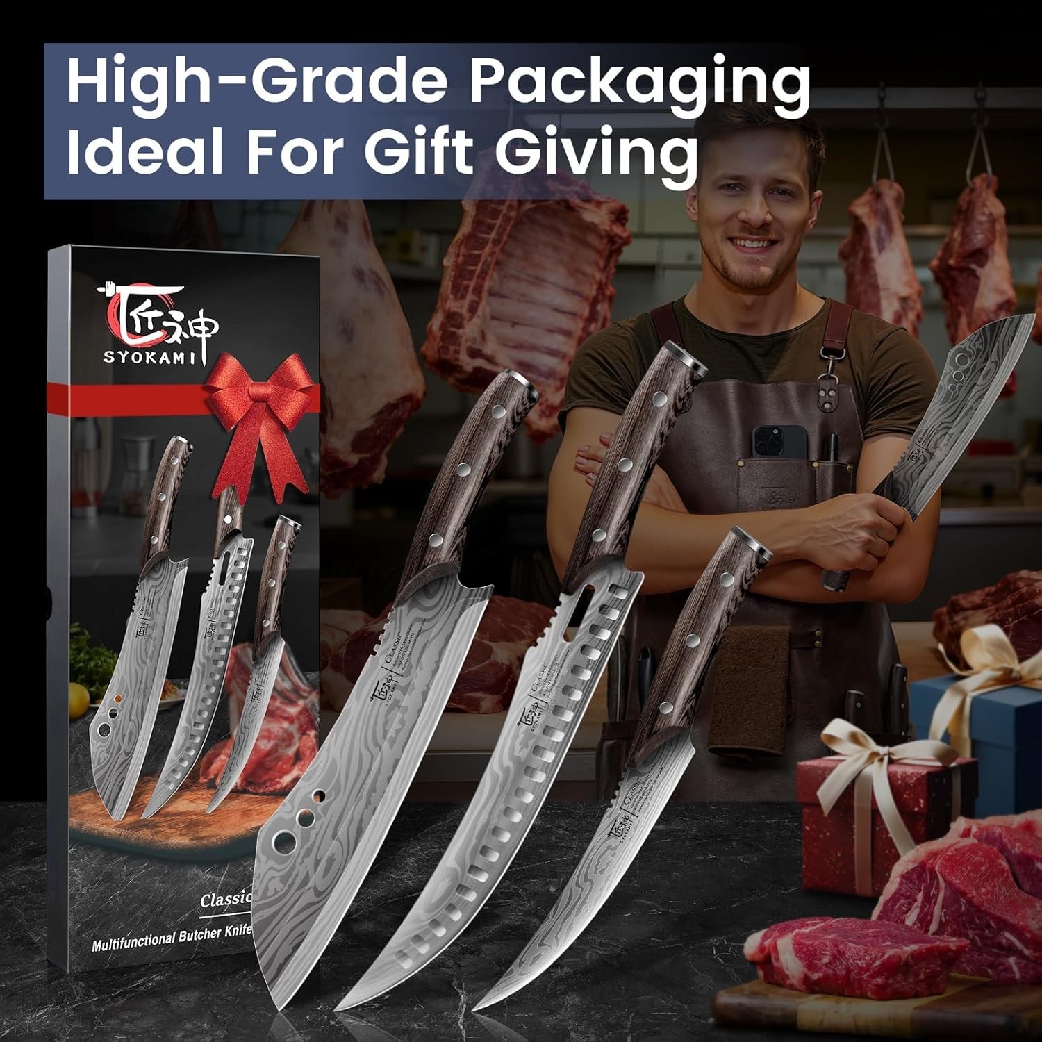 New Sealed 3-Piece Knife Set, High Carbon Steel Cleaver, Slicing & Boning Father