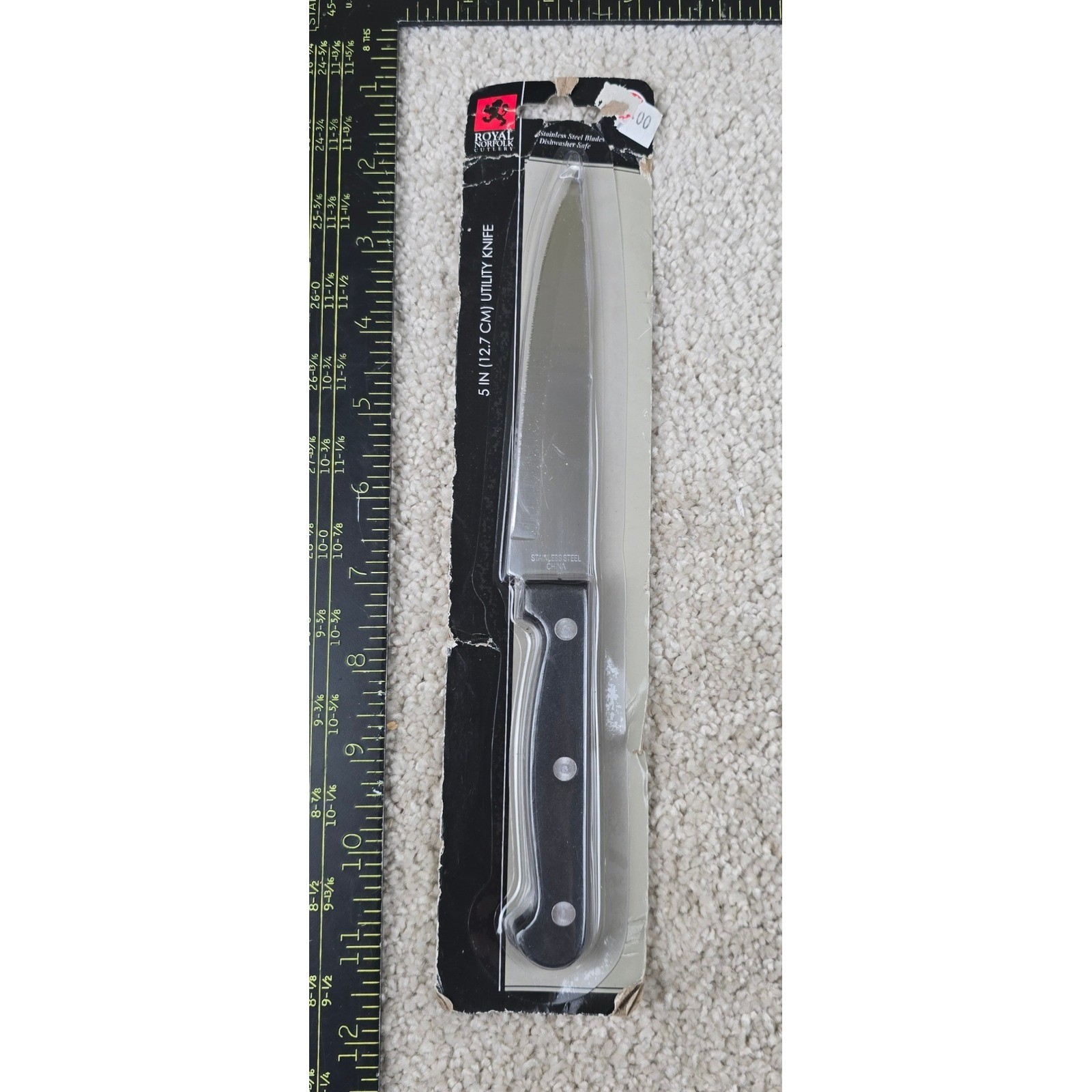 Royal Norfolk Utility Knife Silver Stainless Steel Blade Black Handle 5 Inch