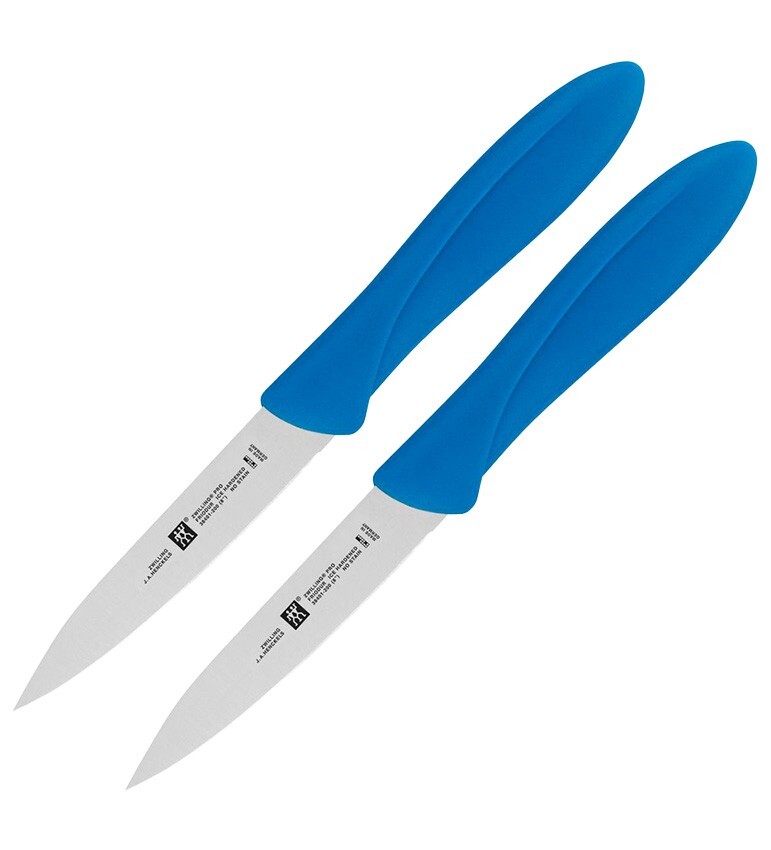 2 PACK Henckels Zwilling Kitchen Knife 4″ Stainless Steel Blade Blue Plastic