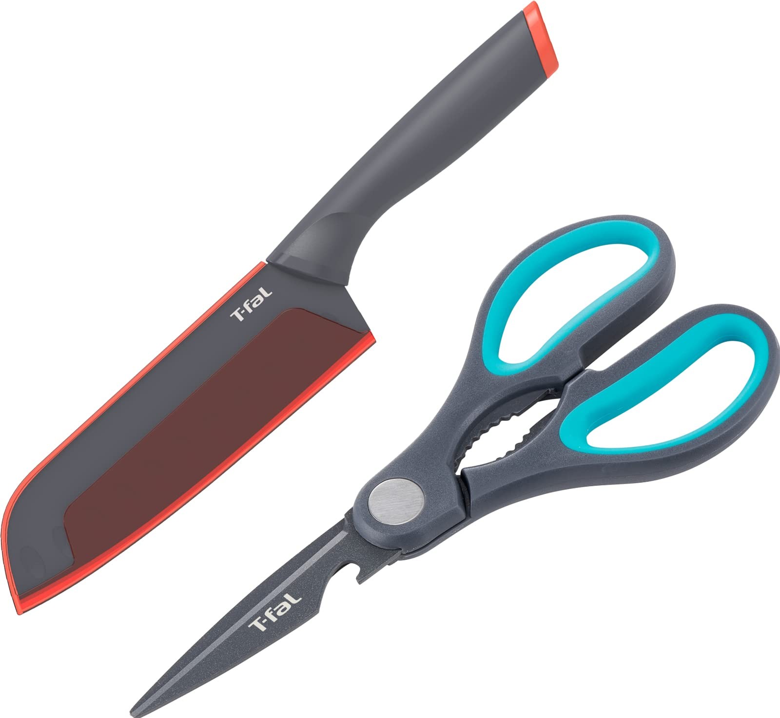 T-fal Santoku Knife 16.5cm Fresh Kitchen Set 2 K13490 Red Blue