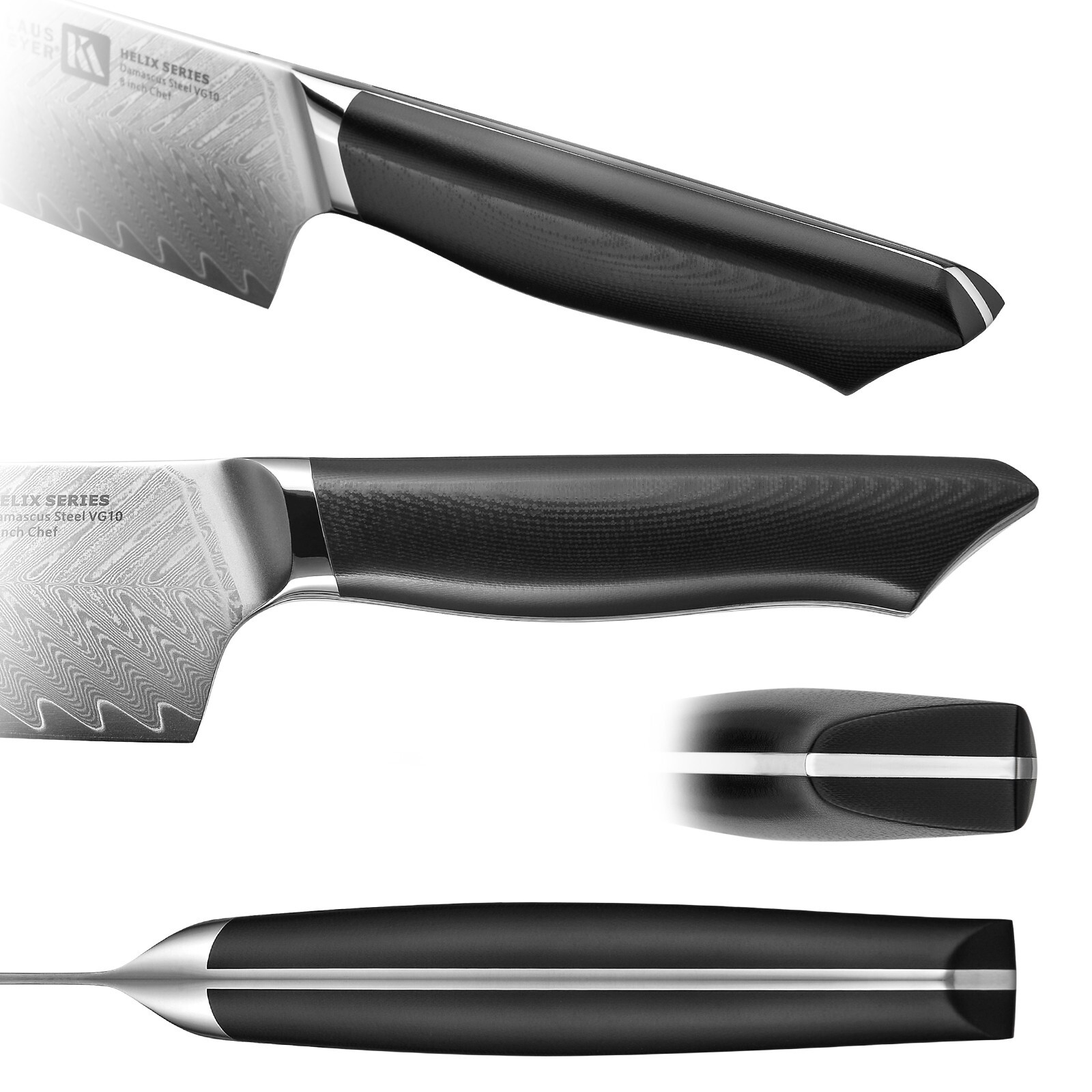 Klaus Meyer Helix Damascus Steel 3.5 inch Paring Knife with Wood Sheath