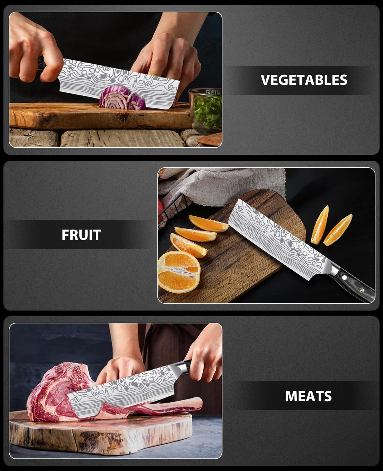 7” Nakiri Chef’s Knife with Finger Guard, German High Carbon Stainless Steel …