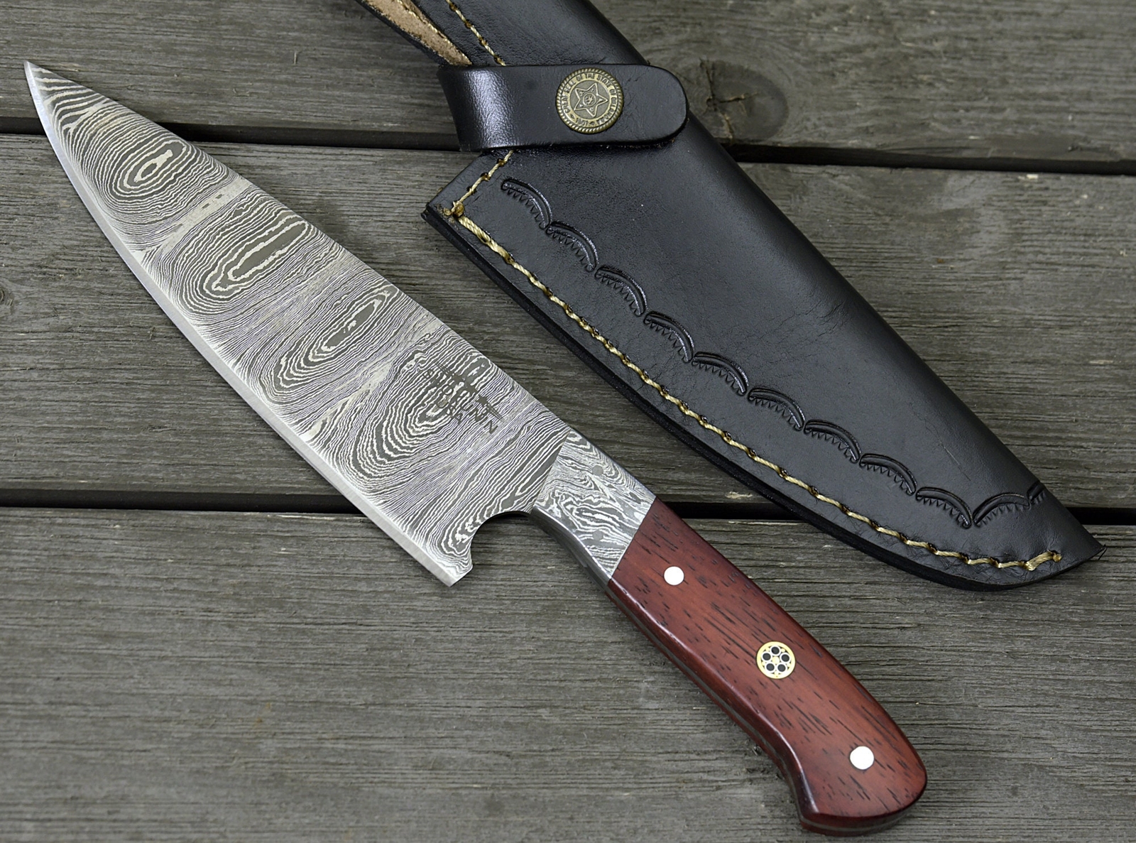 CUSTOM HANDMADE FORGED DAMASCUS STEEL PRO CHEF KITCHEN FIX BLADE KNIFE + SHEATH