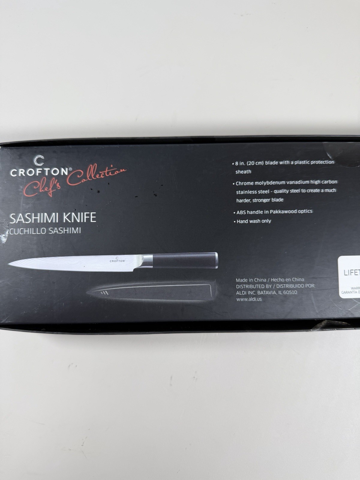 Crofton Chef’s Collection 8 in Sashimi Knife Straight Edge Stainless w/Sheath