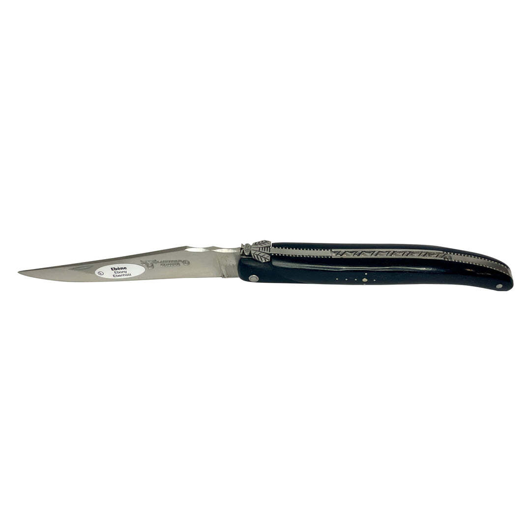 Laguiole En Aubrac Luxury Folding Pocket Knife With Ebony Wood Handle, 4.75-In