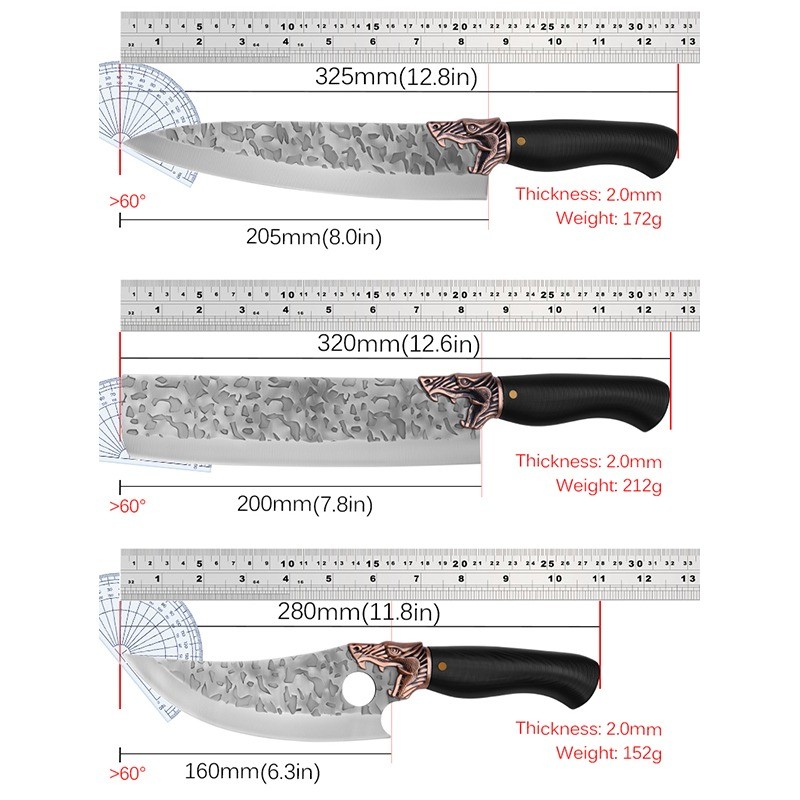 Handmade Forged Chef Kitchen 8PCS Stainless Steel Professional Knives Set