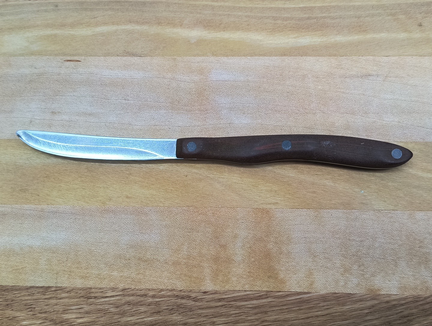 Vintage Cutco 1059 Steak Knife Smooth Edge Brown Wood Handle